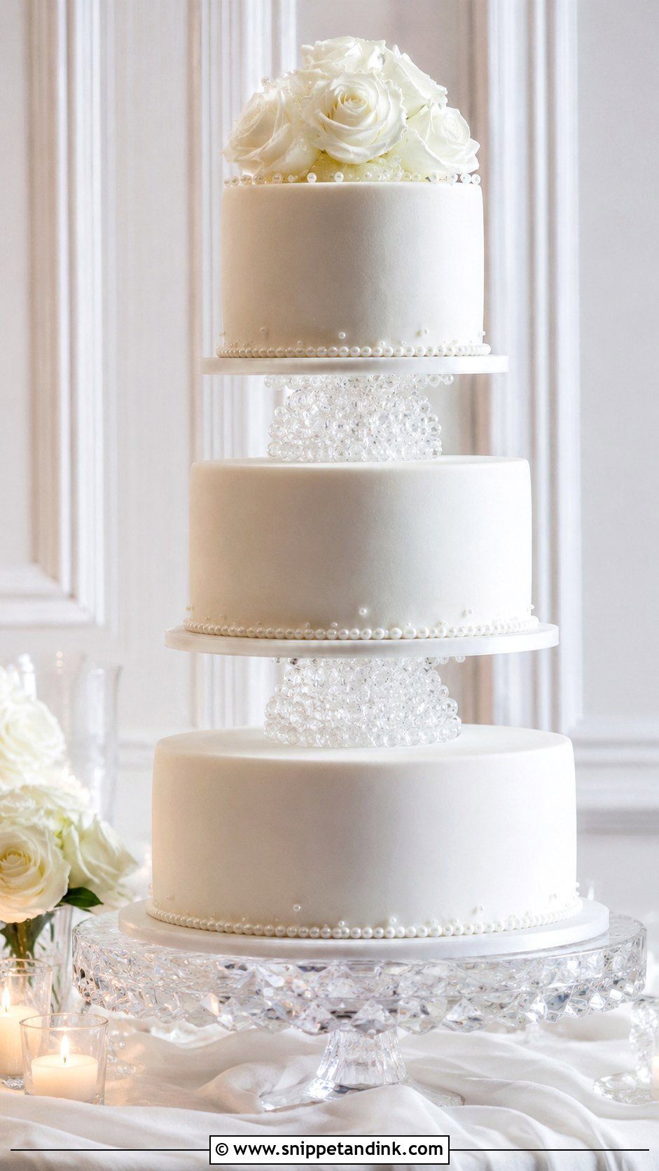 White Floating Tier Wedding Cake - Snippet and Ink - 20 Wedding Cake Ideas with Floating Tier