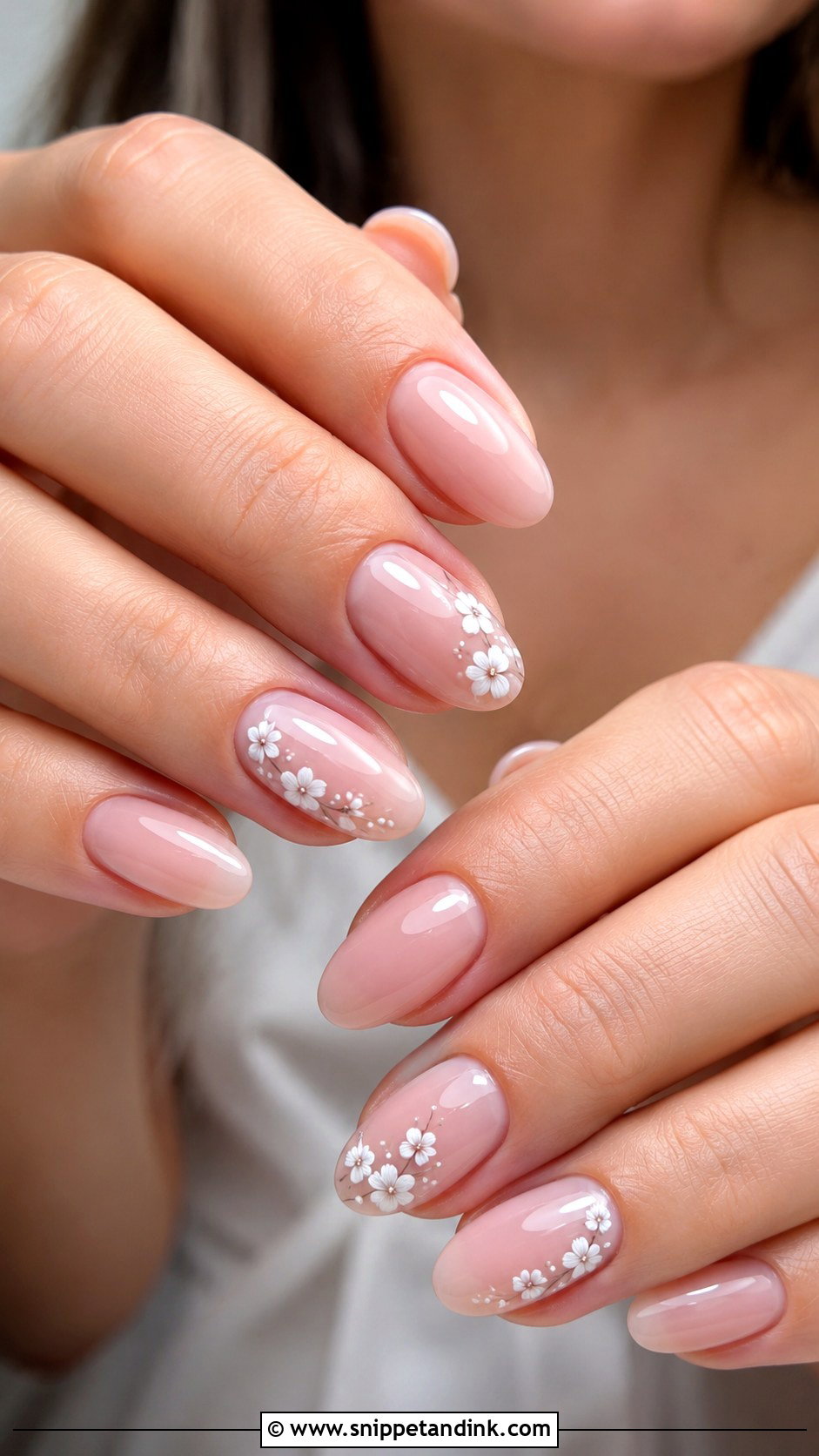 White Floral Accent Nails - Snippet and Ink - 20 Cute Nails for a Wedding
