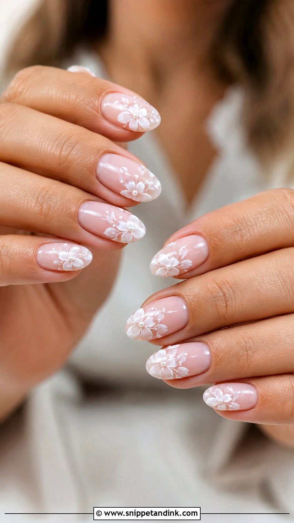 White Floral Bachelorette Nails For Bride - Snippet and Ink - 30 Bachelorette Nails the Bride