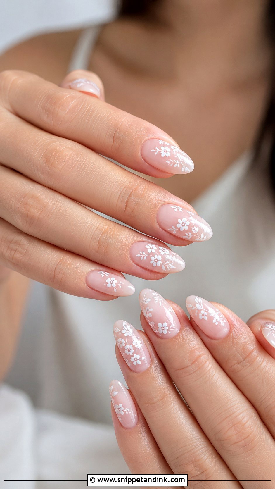 White Floral Bridal Nails - Snippet and Ink - 20 White Bridal Wedding Nails