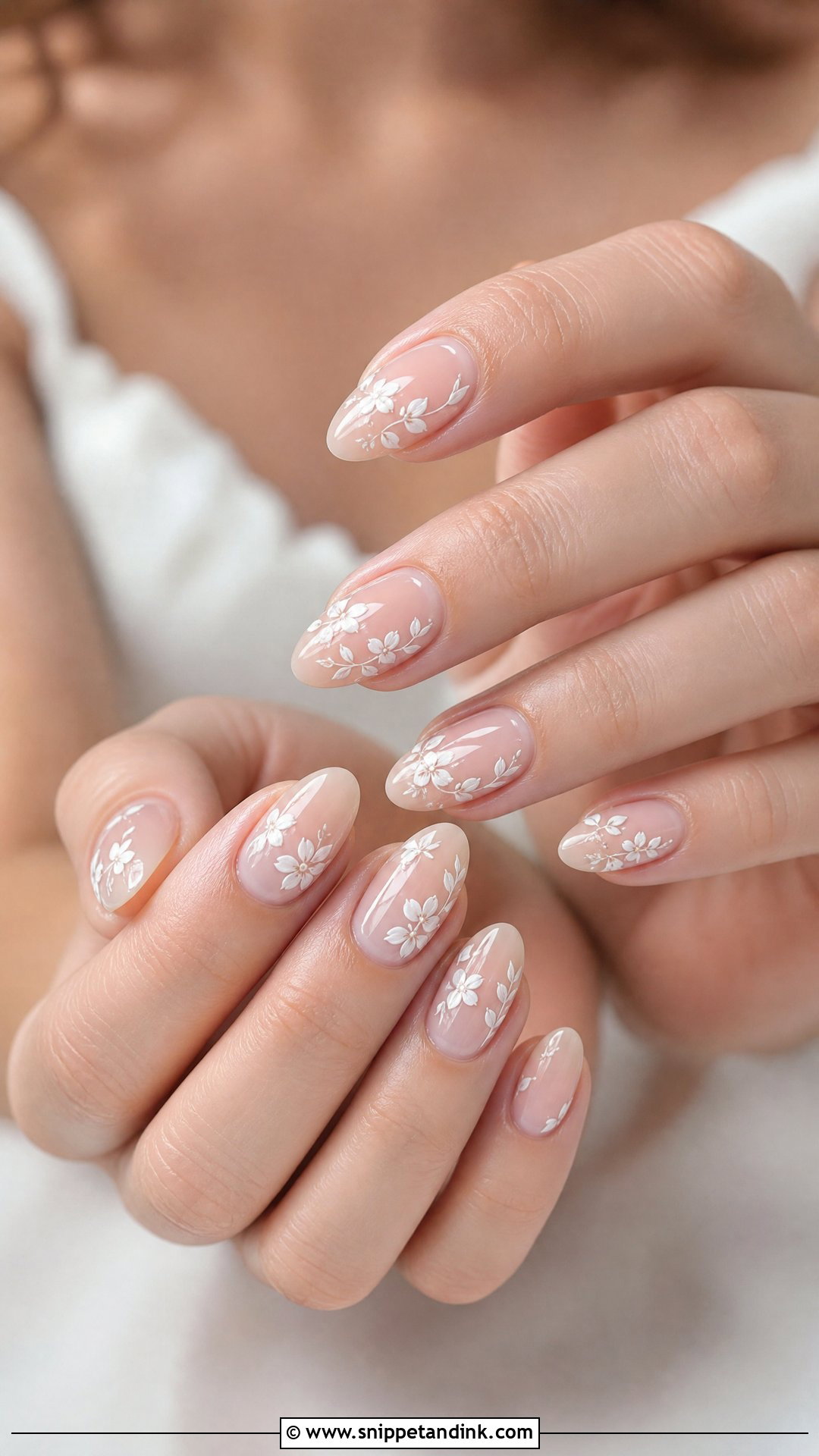 White Floral Bridal Party Nails - Snippet and Ink - 25 Bridal Party Nails