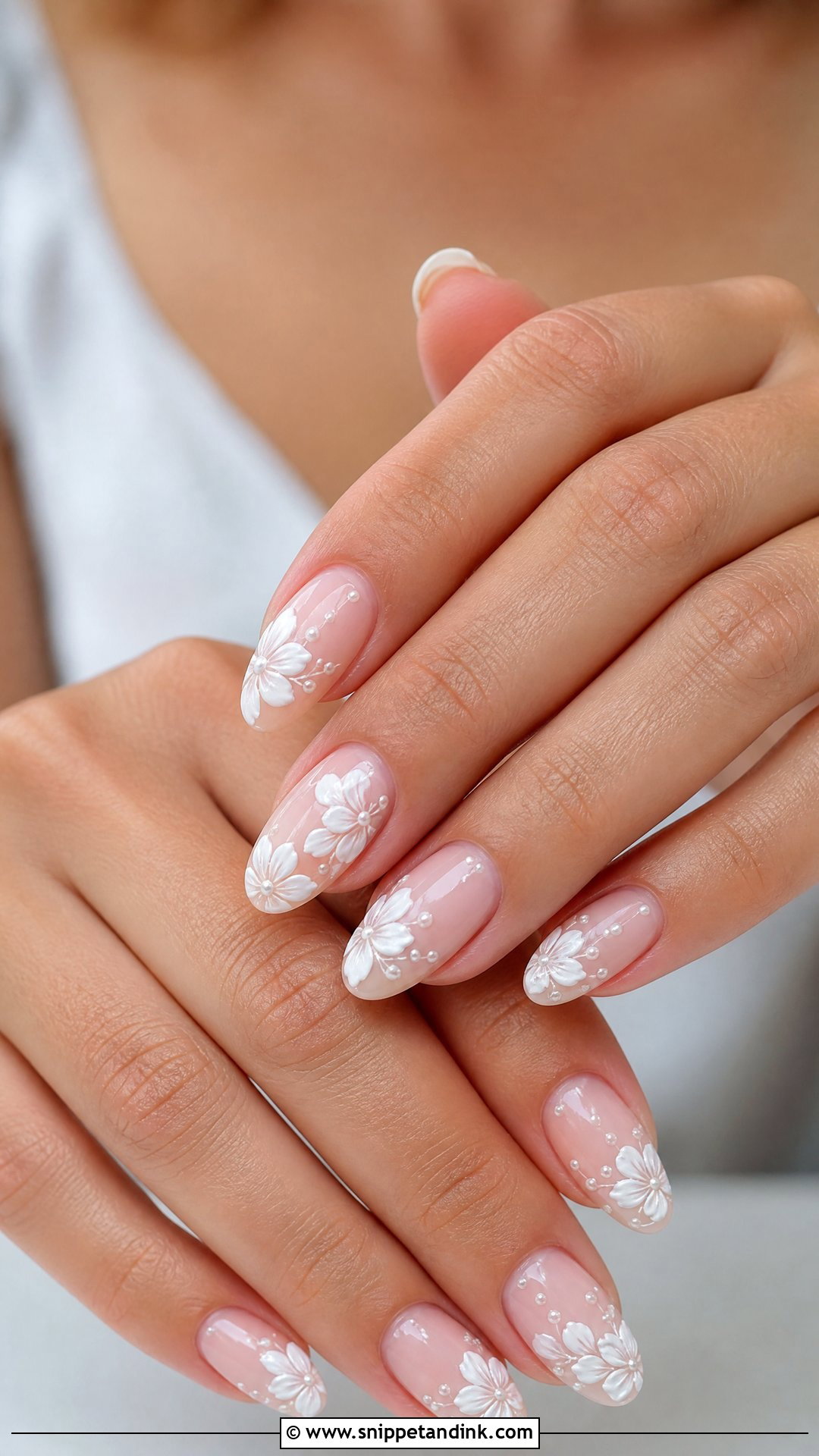 White Floral Bridesmaid Nails - Snippet and Ink - 35 Bridesmaid Nails