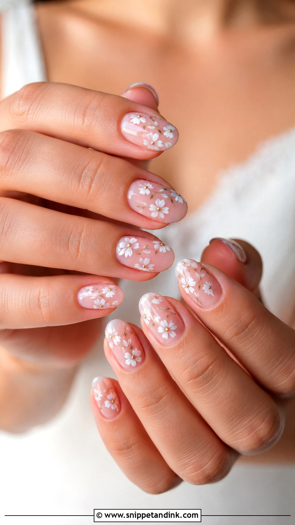 White Floral Bridesmaid Nails - Snippet and Ink - 20 Summer Bridesmaid Nails