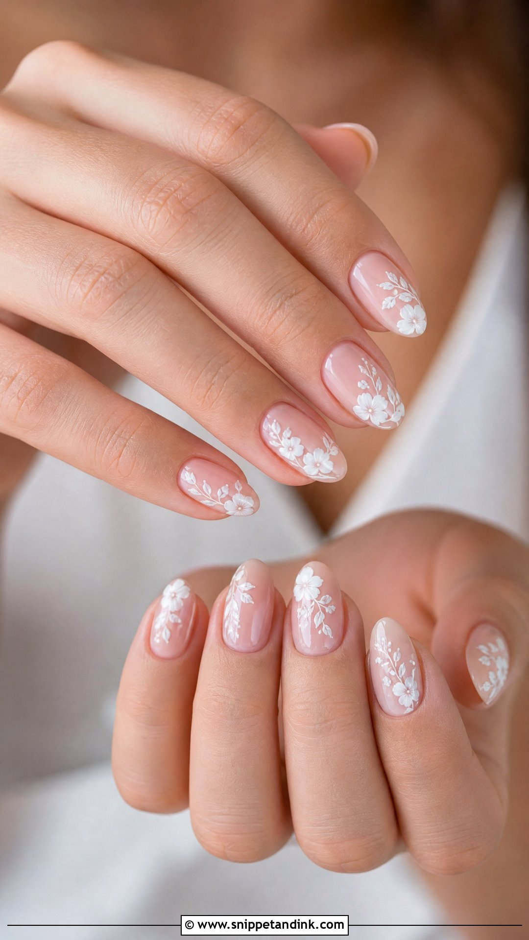 White Floral Bridesmaid Wedding Nails - Snippet and Ink - 20 Bridesmaid Wedding Nails Ideas