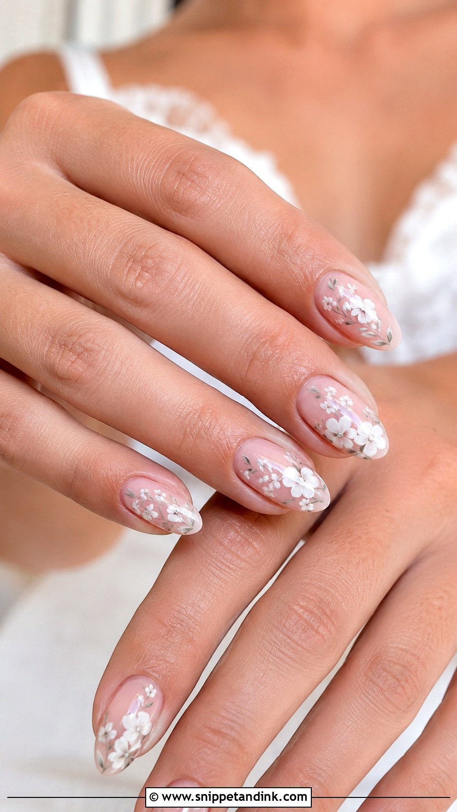White Floral Bridesmaids Nails - Snippet and Ink - 30 Bridesmaids Nails