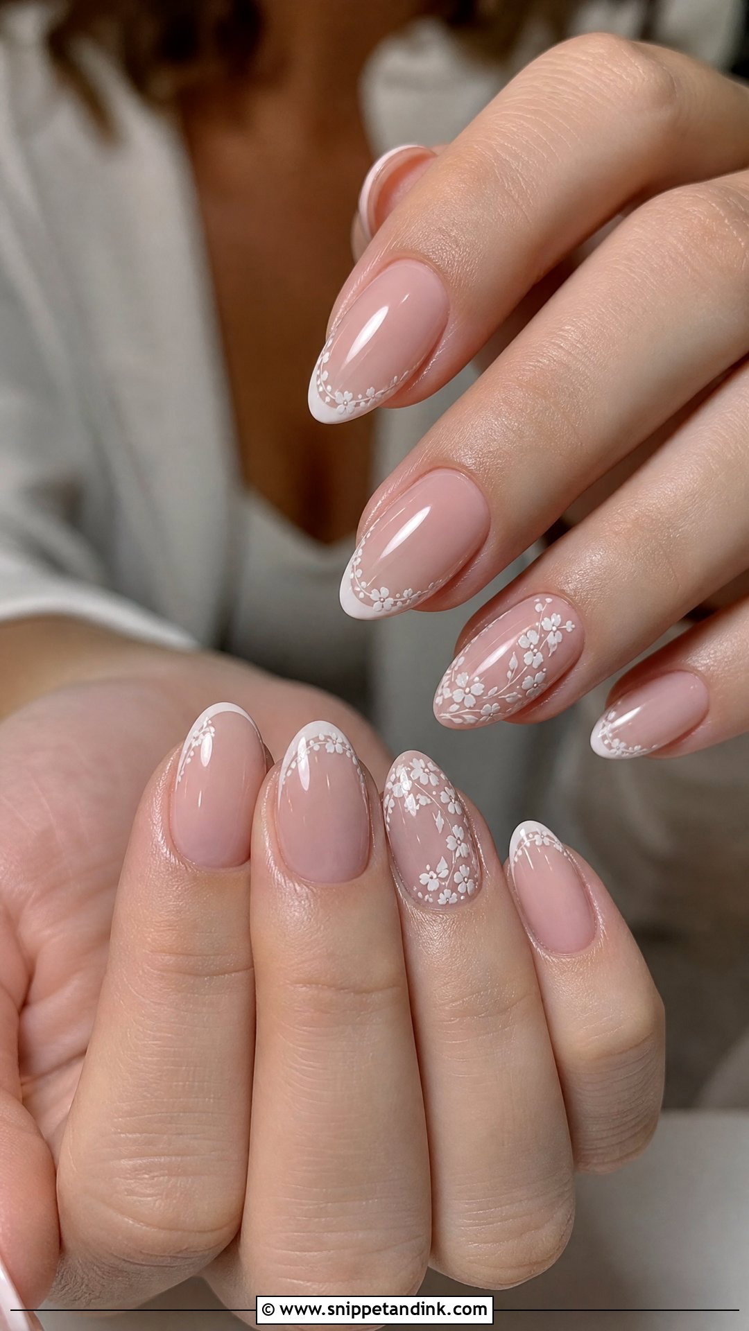 White Floral French Wedding Nails - Snippet and Ink - 20 Vintage Wedding Nails