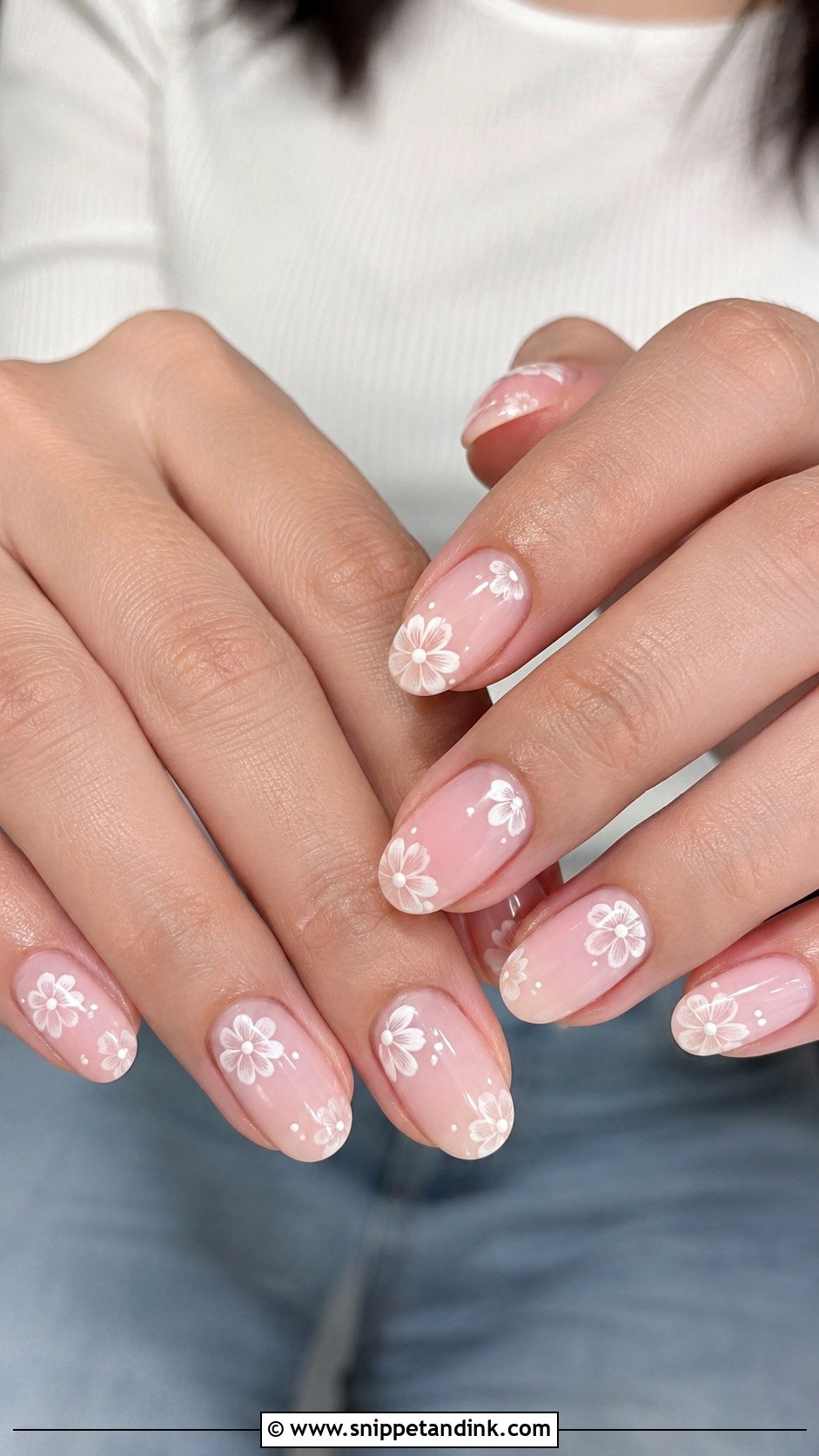 White Floral Honeymoon Nails - Snippet and Ink - 20 Honey Moon Nails