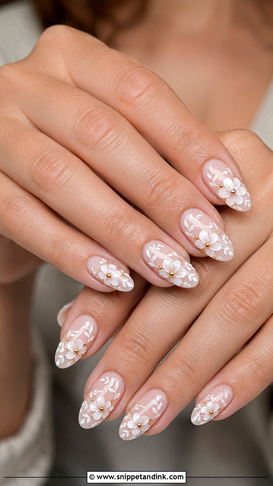 White Floral Maid Of Honor Nails - Snippet and Ink - 20 Maid of Honor Nails Ideas Wedding Day