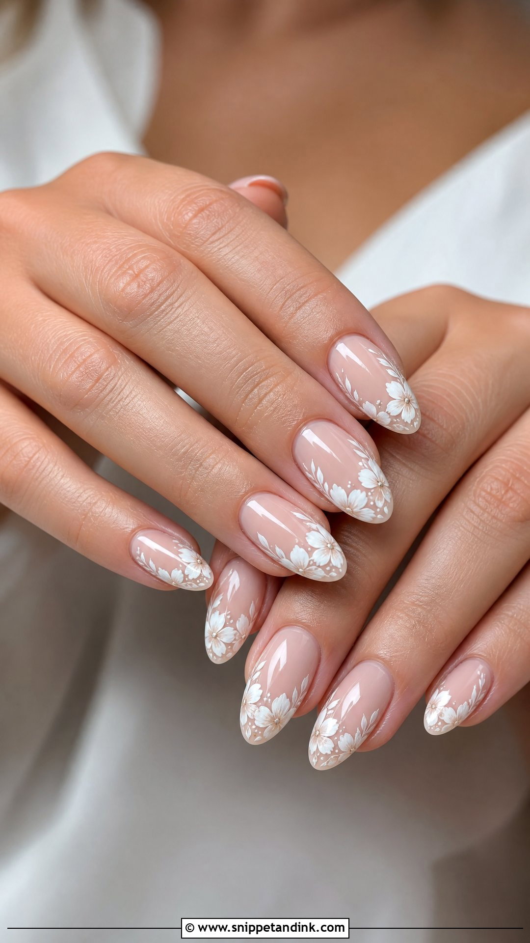 White Floral Marriage Nails - Snippet and Ink - 25 Marriage Nails Art Designs