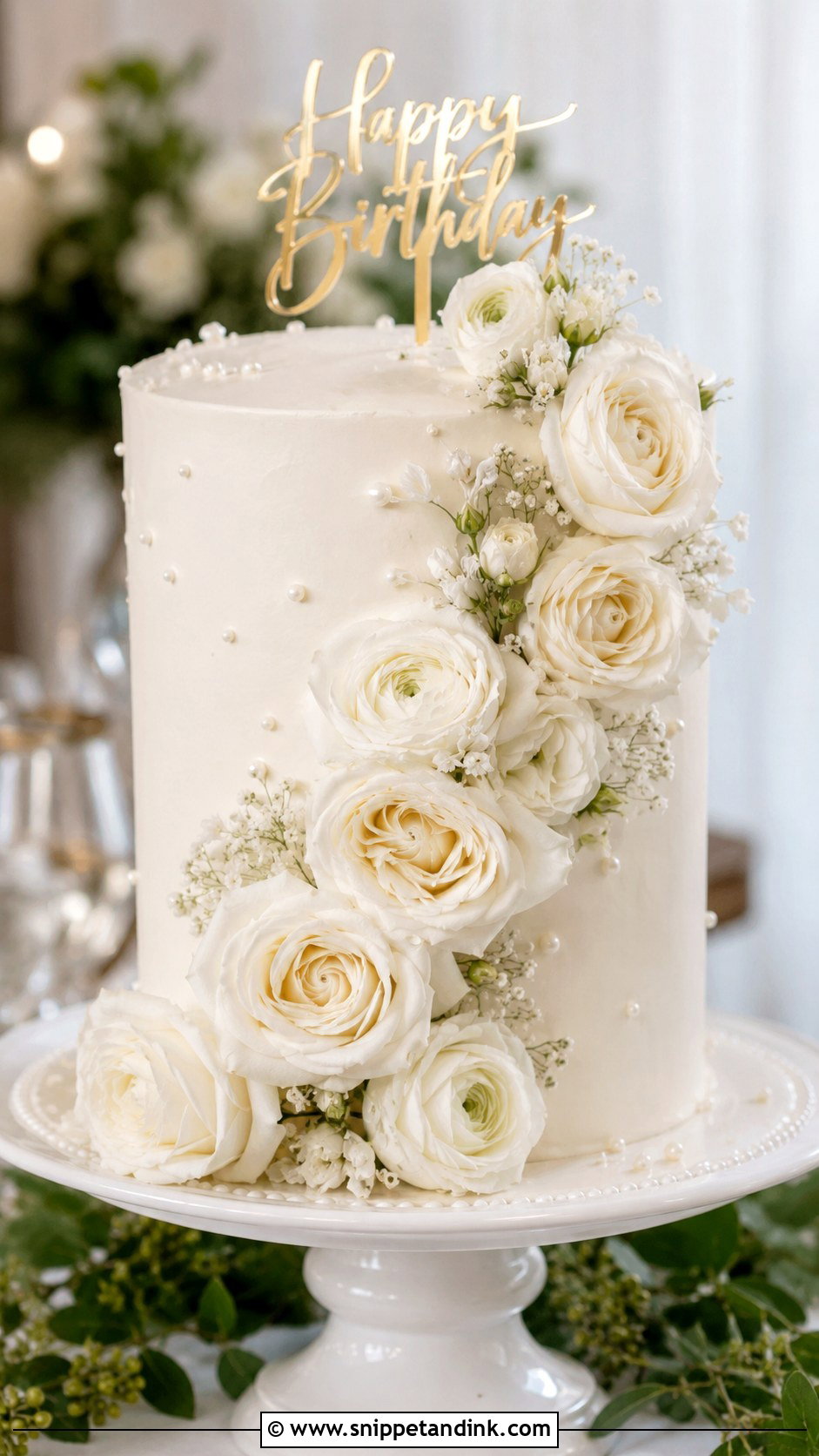White Floral Wedding Birthday Cake - Snippet and Ink - 20 Wedding Birthday Cake Ideas