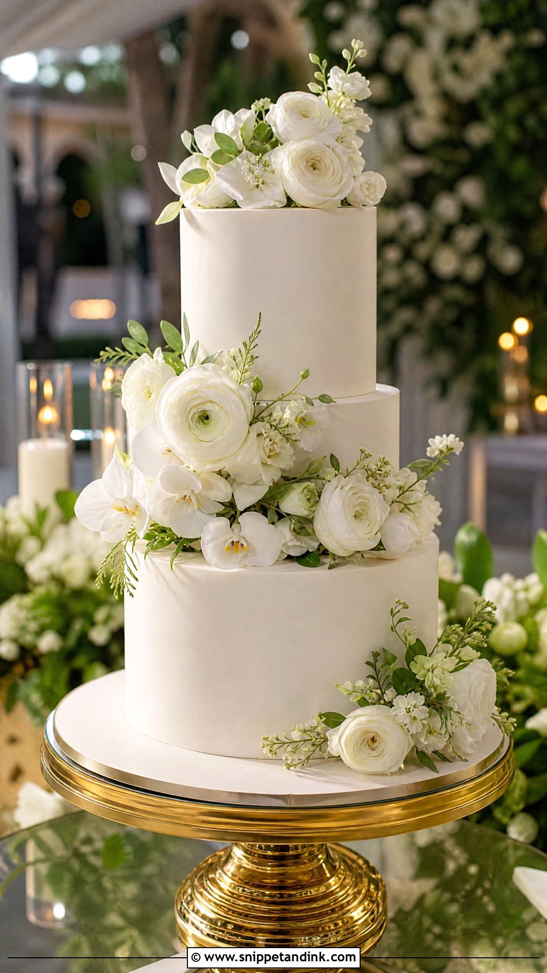 White Floral Wedding Cake - Snippet and Ink - 20 Luxury Wedding Cake Designs