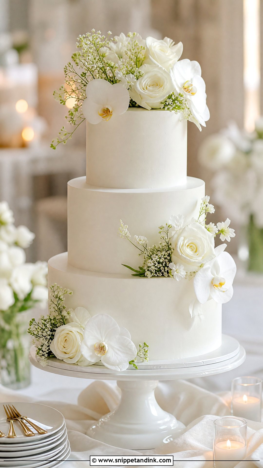 White Floral Wedding Cake - Snippet and Ink - 30 Celebration Cakes for Wedding