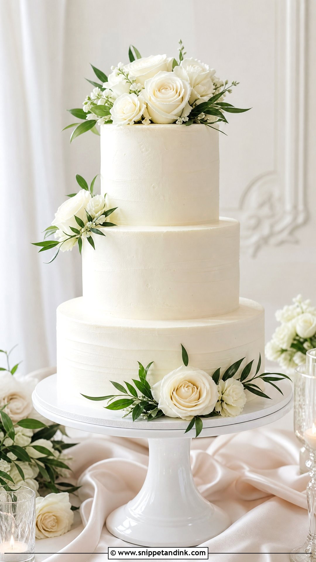 White Floral Wedding Cake - Snippet and Ink - 30 Pretty Cake Ideas for Wedding