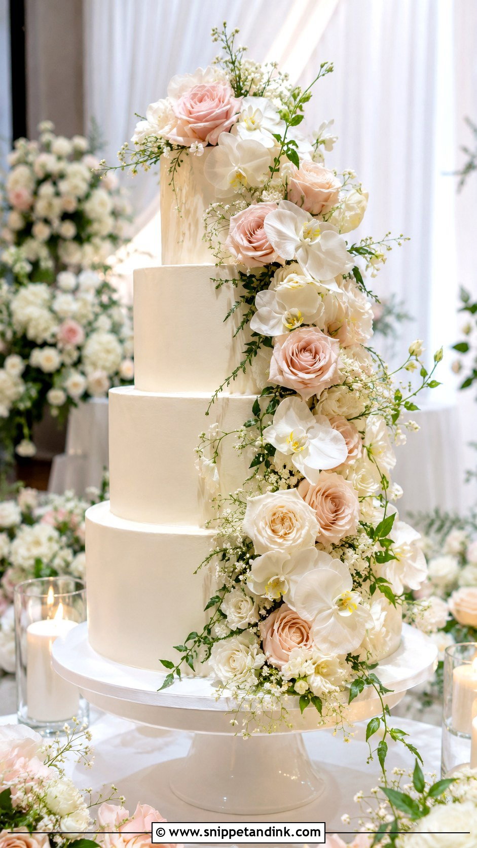 White Floral Wedding Cake - Snippet and Ink - 20 Floral Wedding Cakes