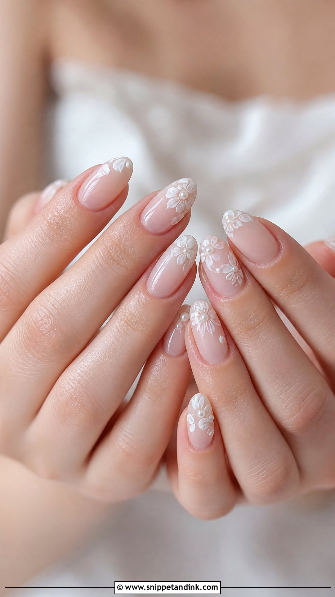 White Floral Wedding Nail Extensions - Snippet and Ink - 25 Nail Extension Designs for Wedding