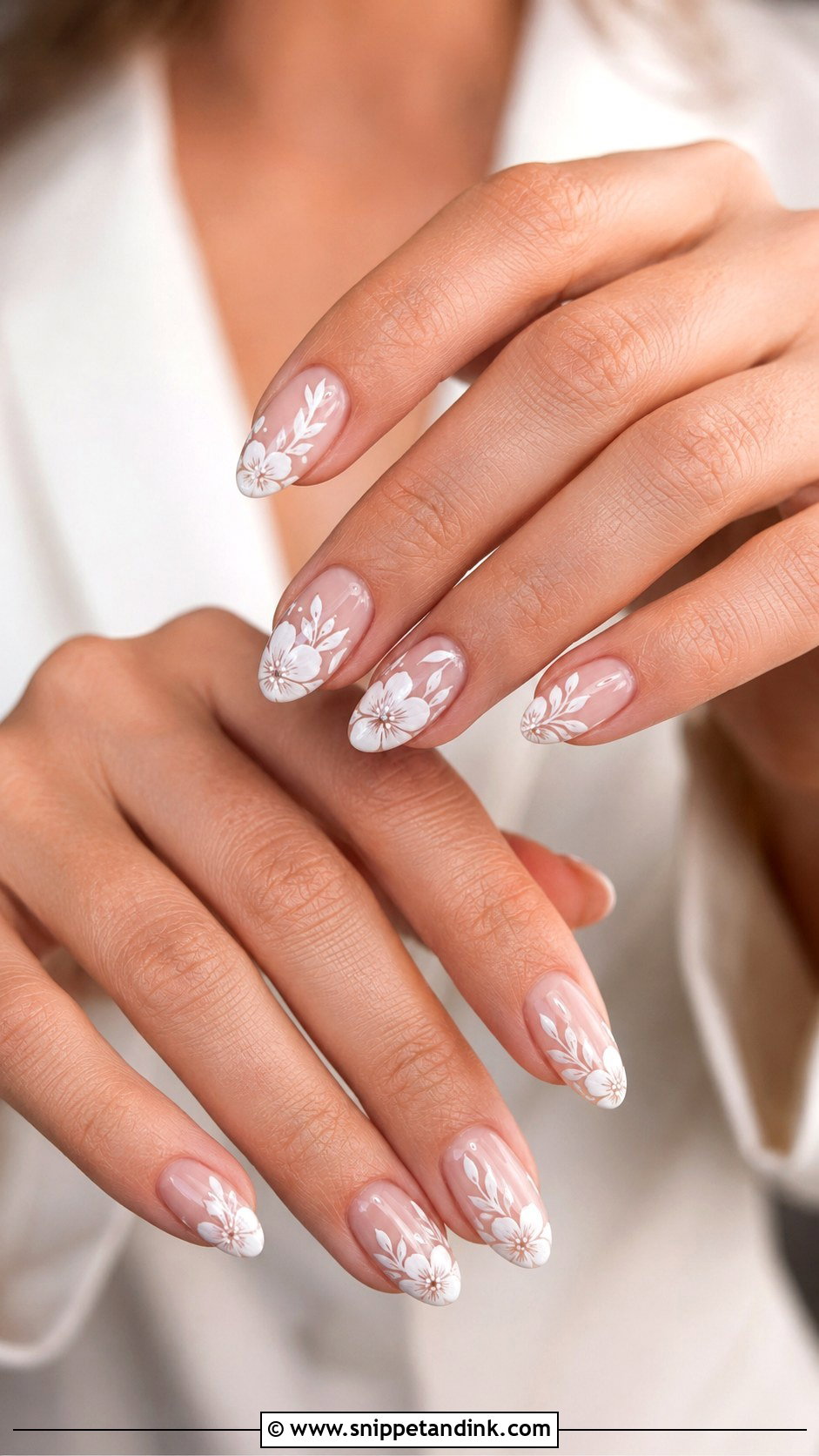 White Floral Wedding Nails - Snippet and Ink - 20 Nail Art Design for Wedding Ideas