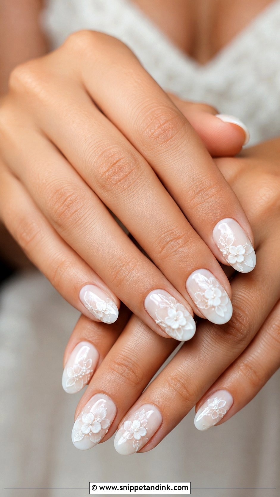 White Floral Wedding Nails - Snippet and Ink - 20 White Wedding Nails Brides