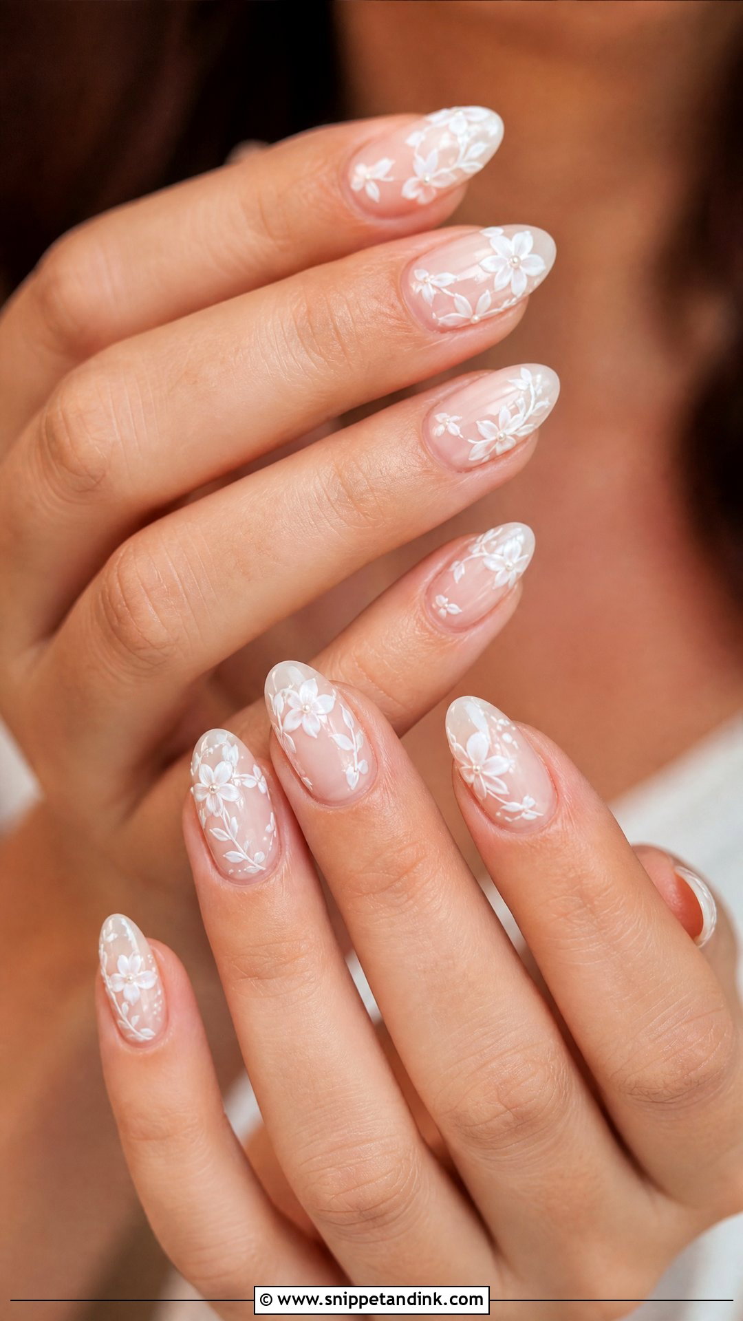 White Floral Wedding Nails - Snippet and Ink - 25 Cute Wedding Nails