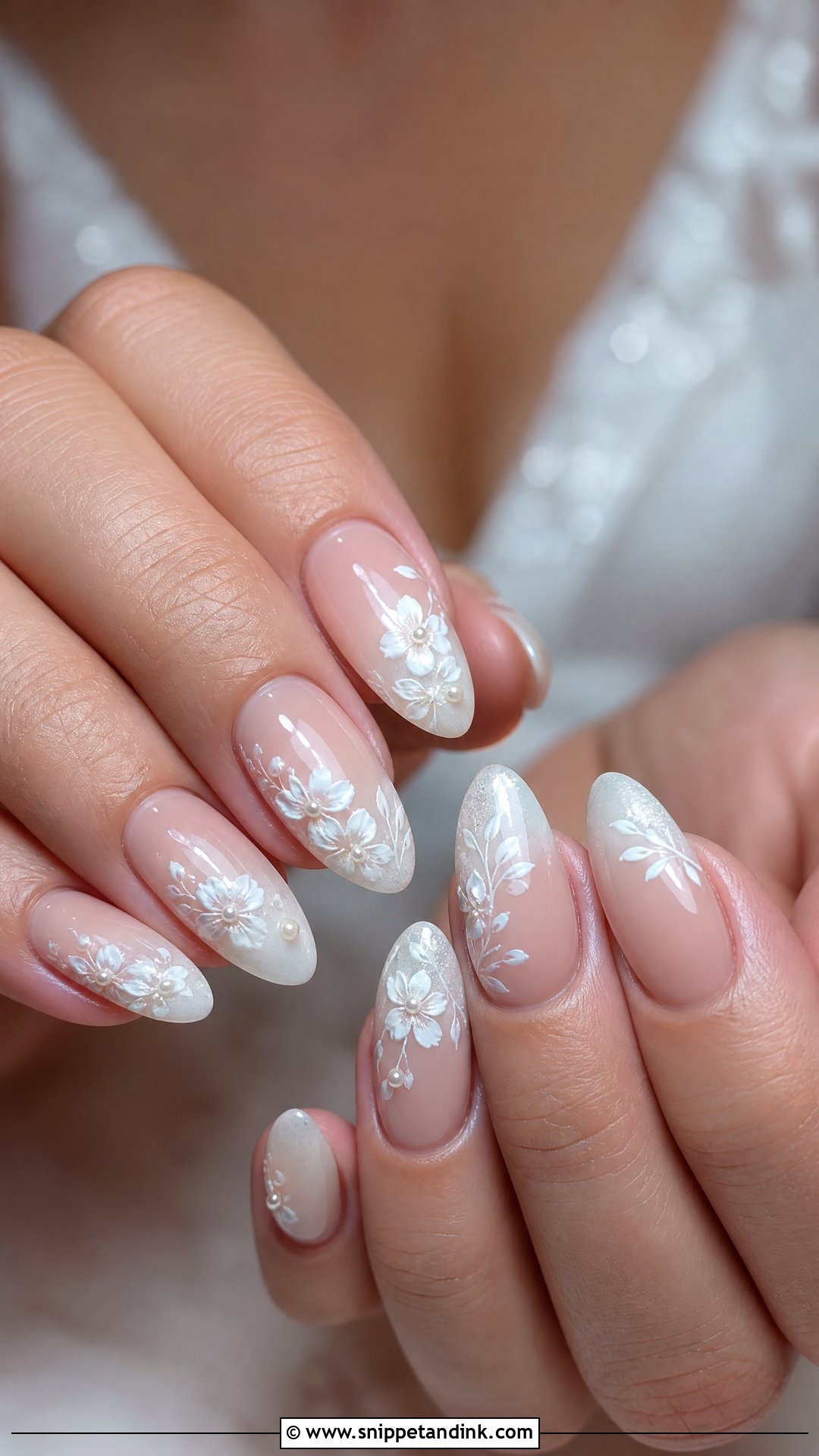 White Floral Wedding Nails - Snippet and Ink - 25 Floral Wedding Nails