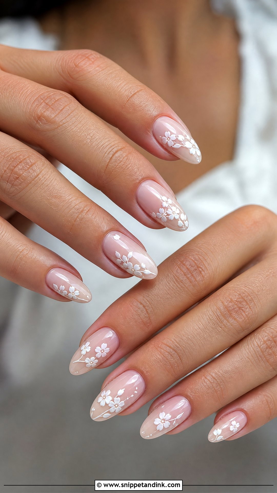 White Floral Wedding Nails - Snippet and Ink - 25 Nails for a Wedding