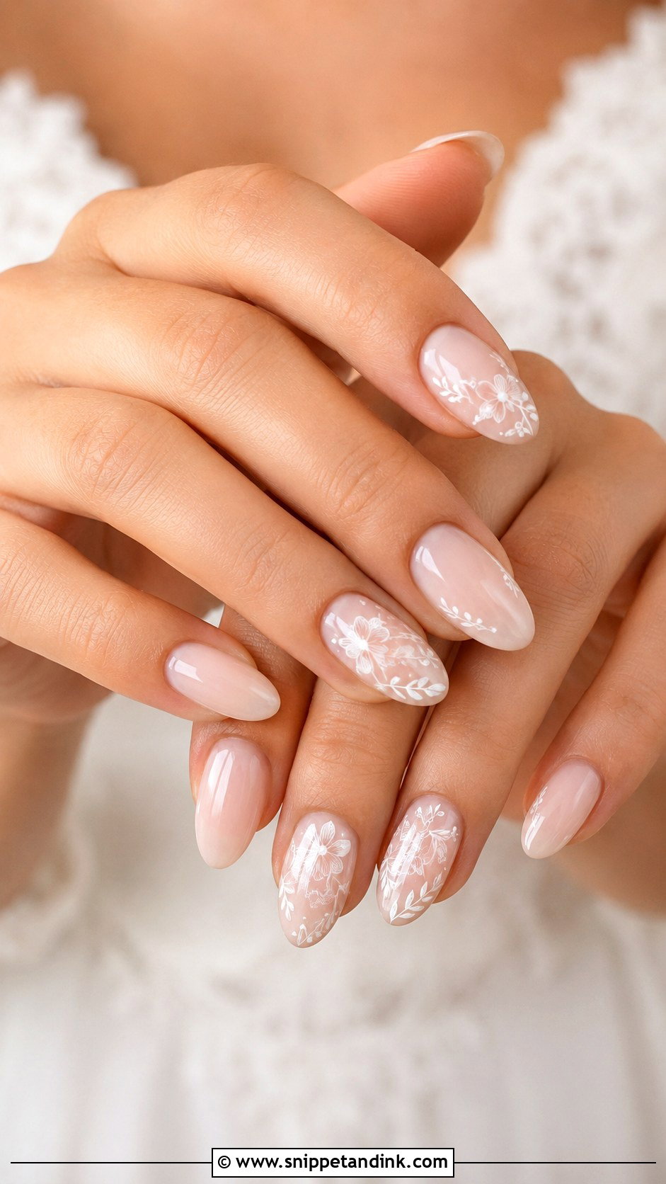 White Floral Wedding Nails - Snippet and Ink - 30 Simple Wedding Nails for Bride