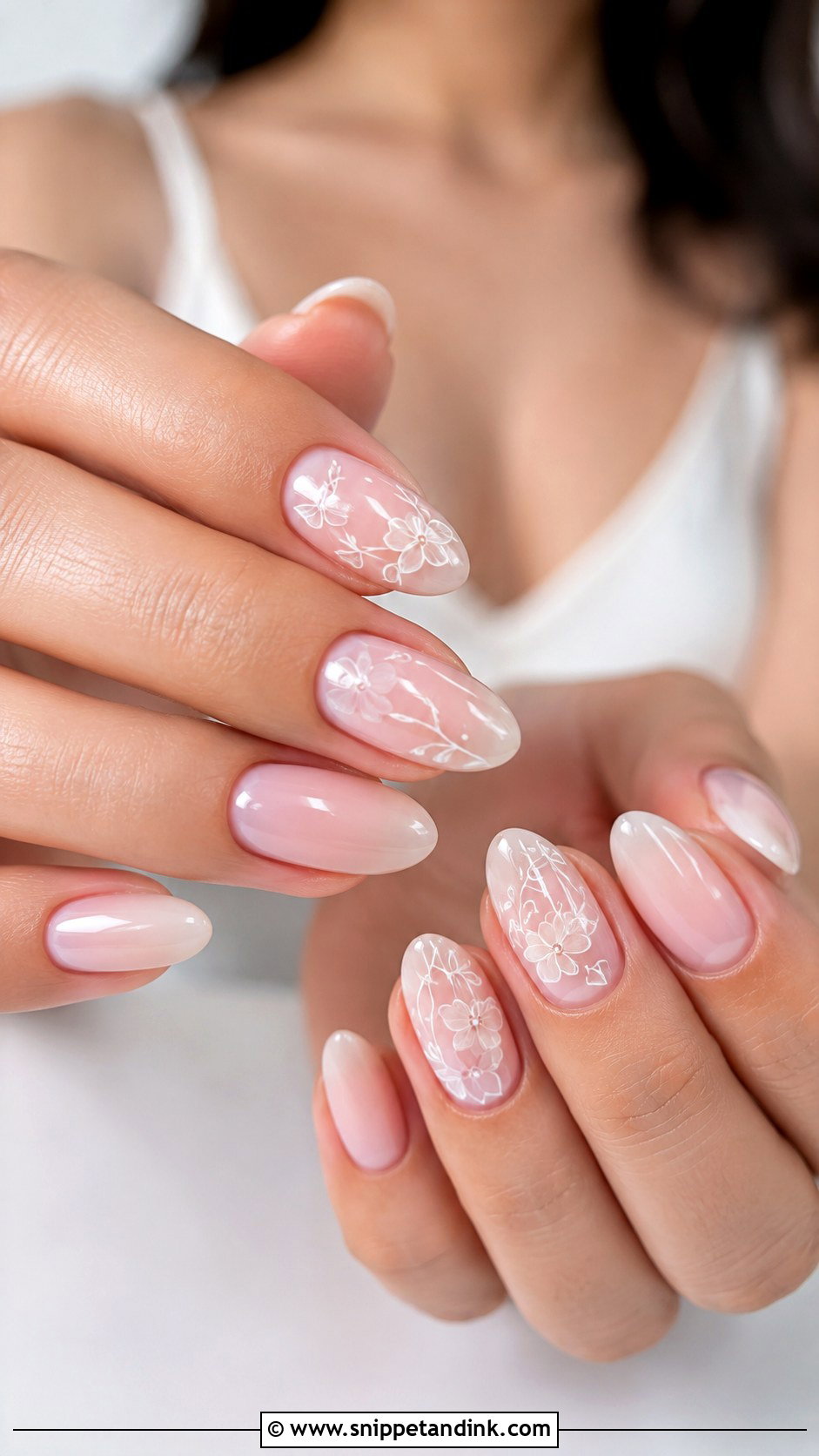 White Floral Wedding Nails - Snippet and Ink - 20 Nail Inspo for Wedding Ideas