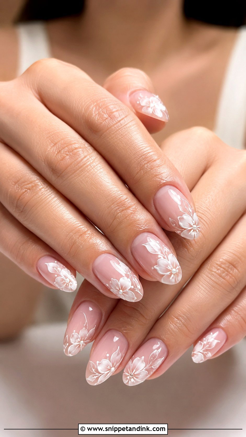 White Floral Wedding Nails - Snippet and Ink - 20 Wedding Nails Design 2025
