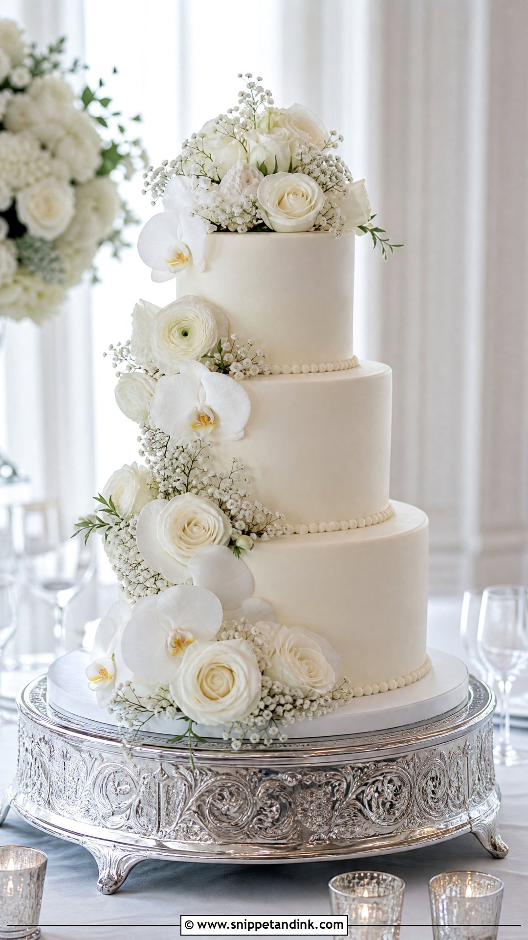 White Flower Bouquet Wedding Cake - Snippet and Ink - 30 Cake Bouquet Ideas for Wedding