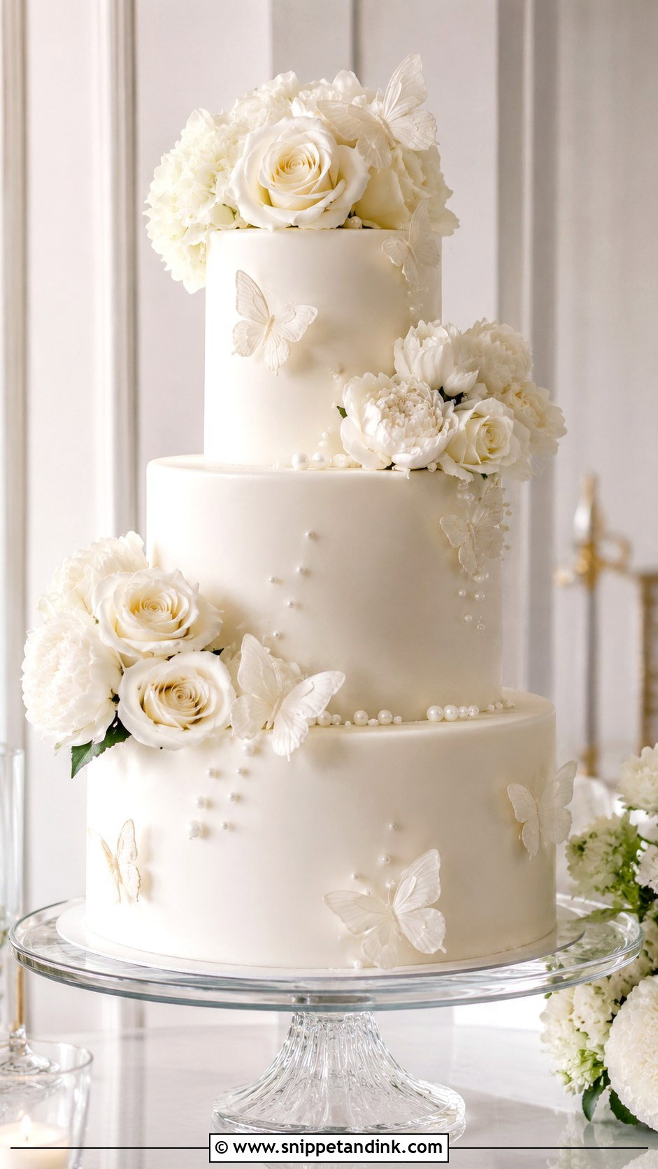 White Flower Butterfly Wedding Cake - Snippet and Ink - 20 Flower Butterfly Cake Ideas for Wedding