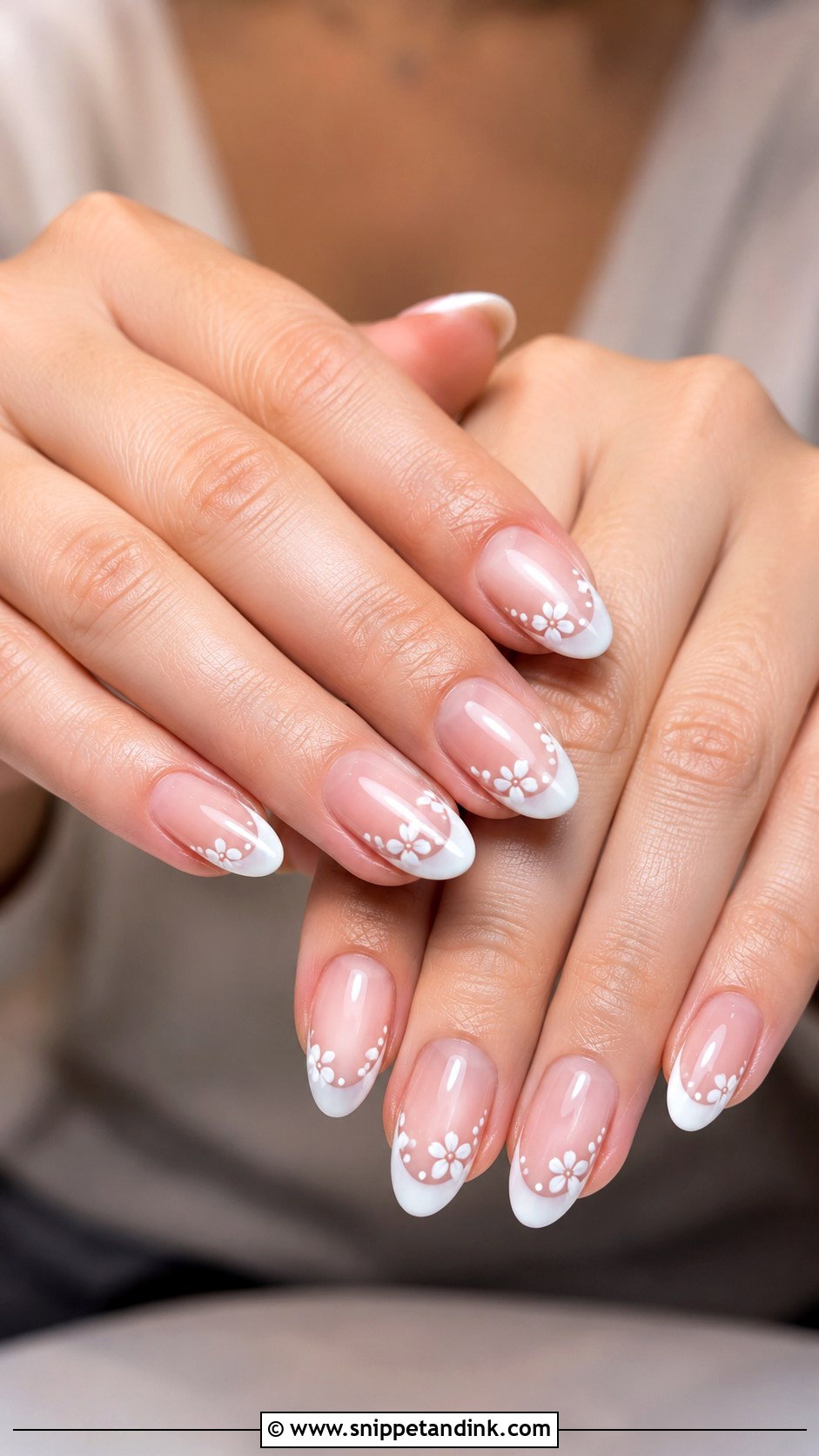 White Flower French Spring Bridal Nails - Snippet and Ink - 20 Spring Bridal Nails