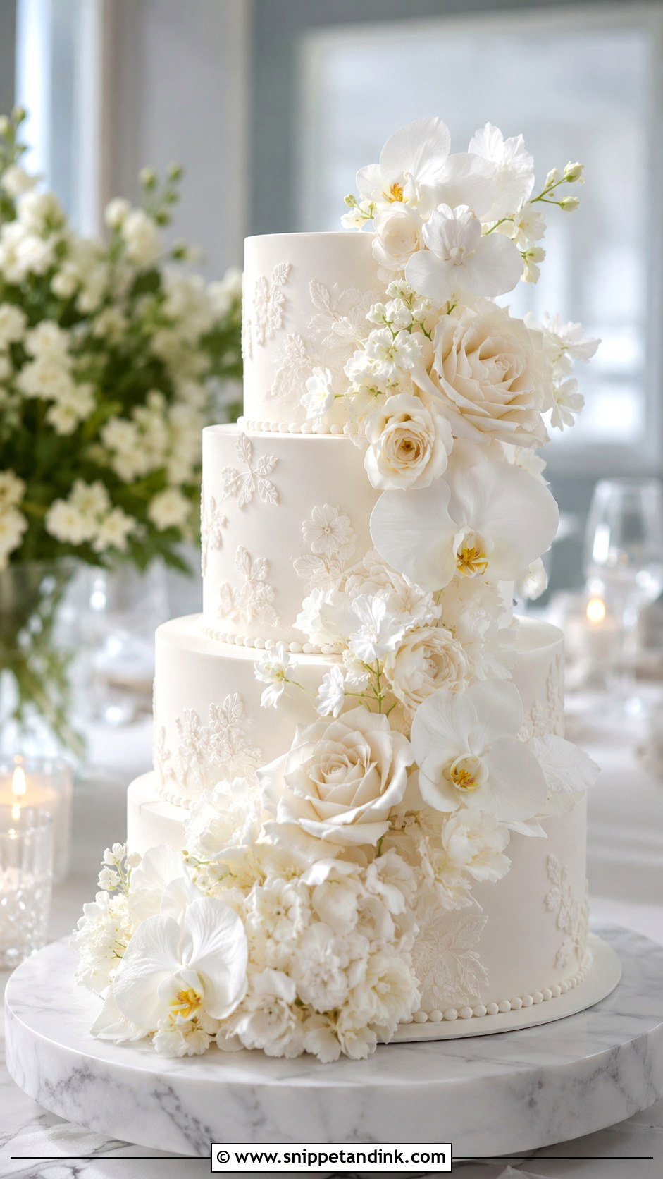 White Flower Wedding Cake - Snippet and Ink - 20 Spring Flower Cake Ideas for Wedding