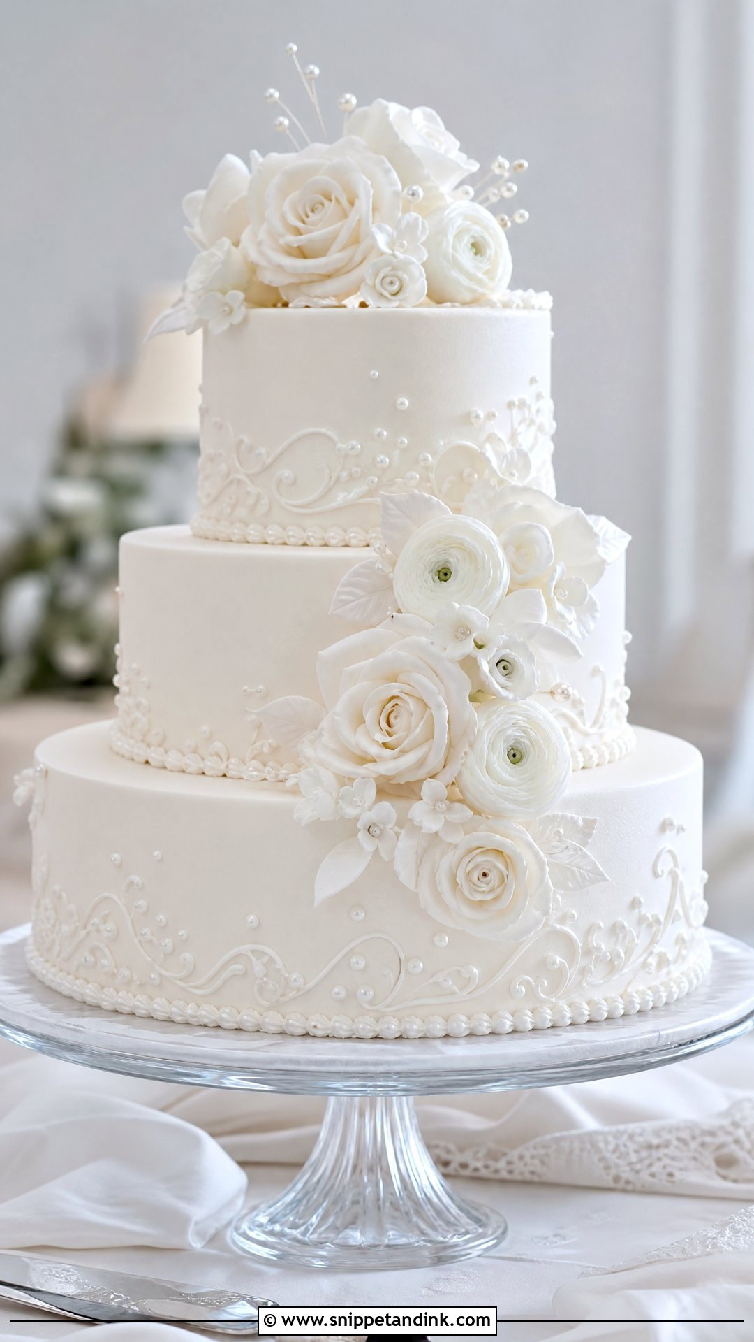 White Flower Wedding Cake - Snippet and Ink - 25 Flowers on Cake Ideas for Wedding
