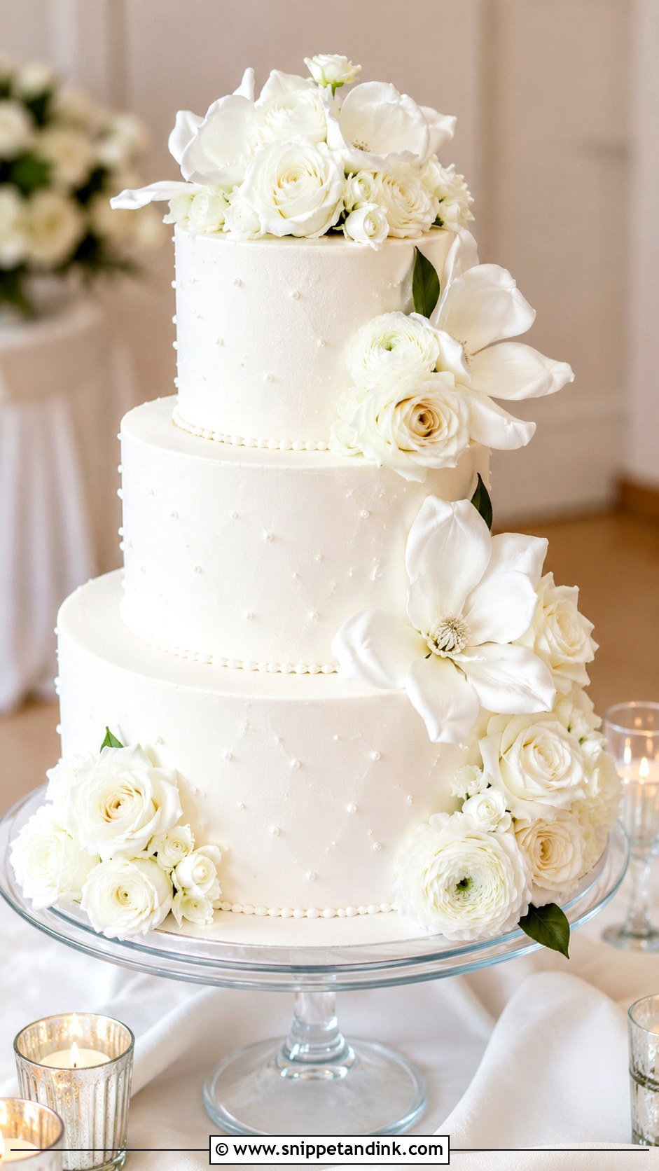 White Flower Wedding Cake - Snippet and Ink - 20 Flower Cakes for Wedding