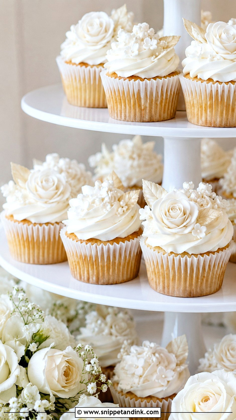 White Flower Wedding Cupcakes - Snippet and Ink - 20 Cupcake Ideas with Flowers for Wedding