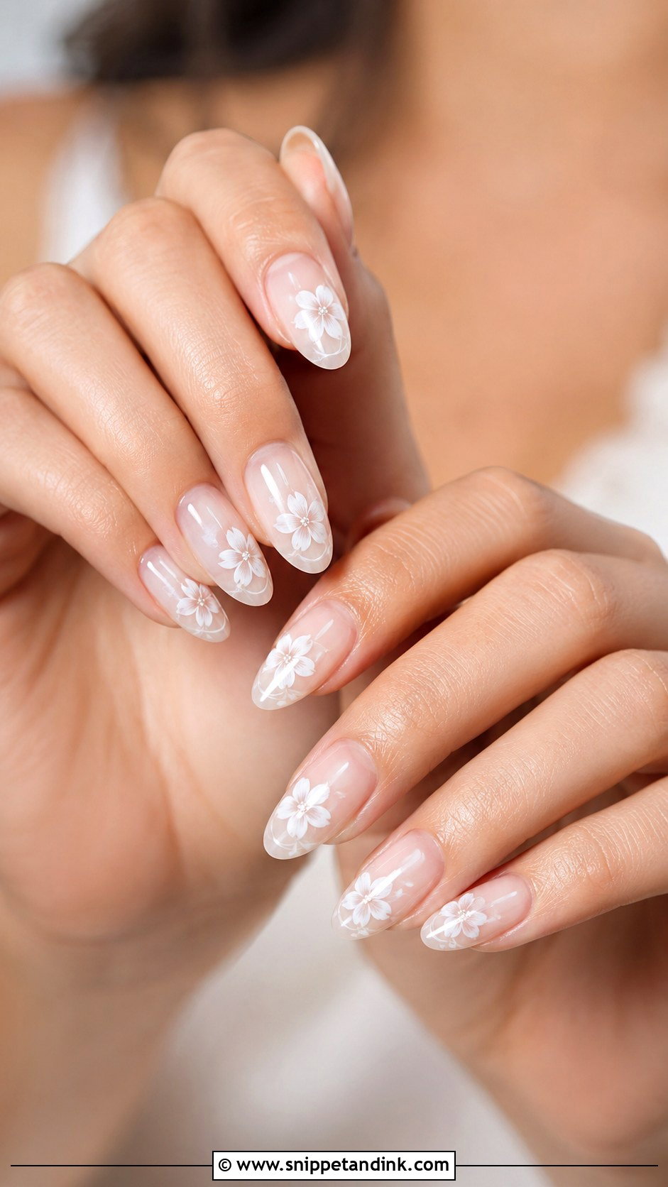 White Flower Wedding Nails - Snippet and Ink - 20 Flower Wedding Nails