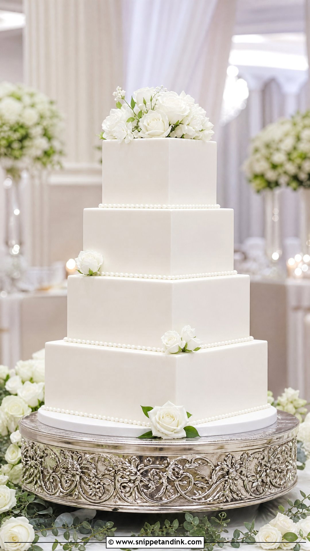 White Fondant Wedding Cake - Snippet and Ink - 30 White Cakes for Wedding