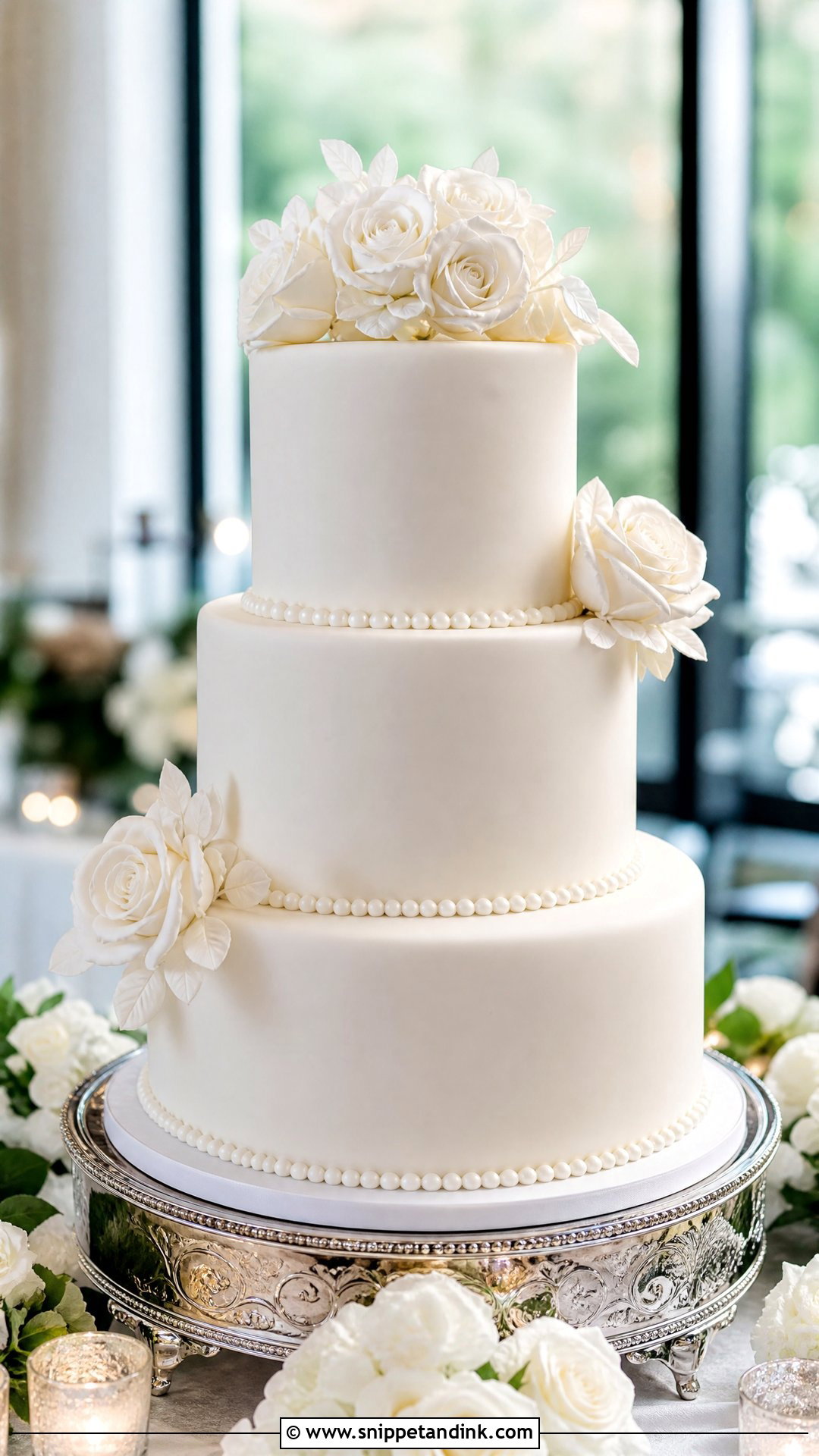 White Fondant Wedding Cake - Snippet and Ink - 35 Fondant Cakes for Wedding