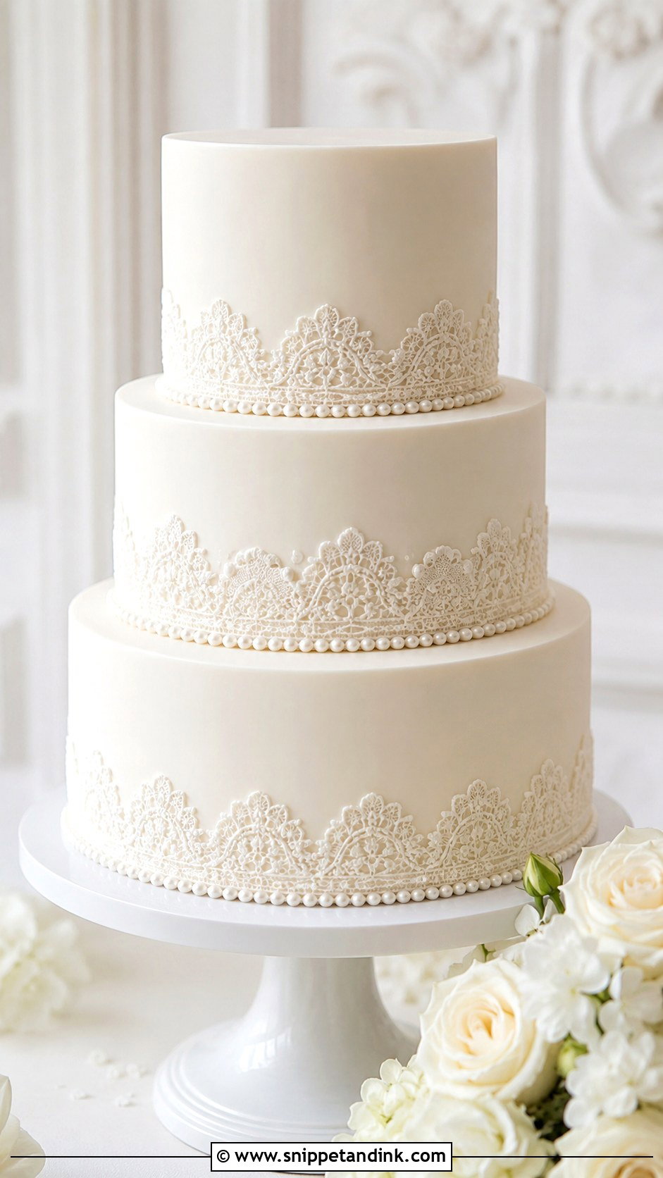 White Fondant Wedding Cake - Snippet and Ink - 20 Fondant Cake Tutorial Ideas for Wedding