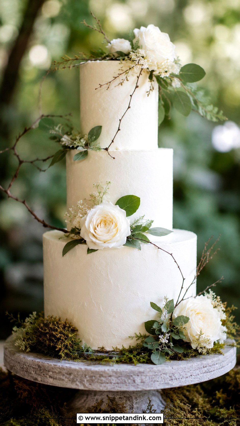 White Forest Wedding Cake - Snippet and Ink - 20 Simple Forest Wedding Cake Ideas