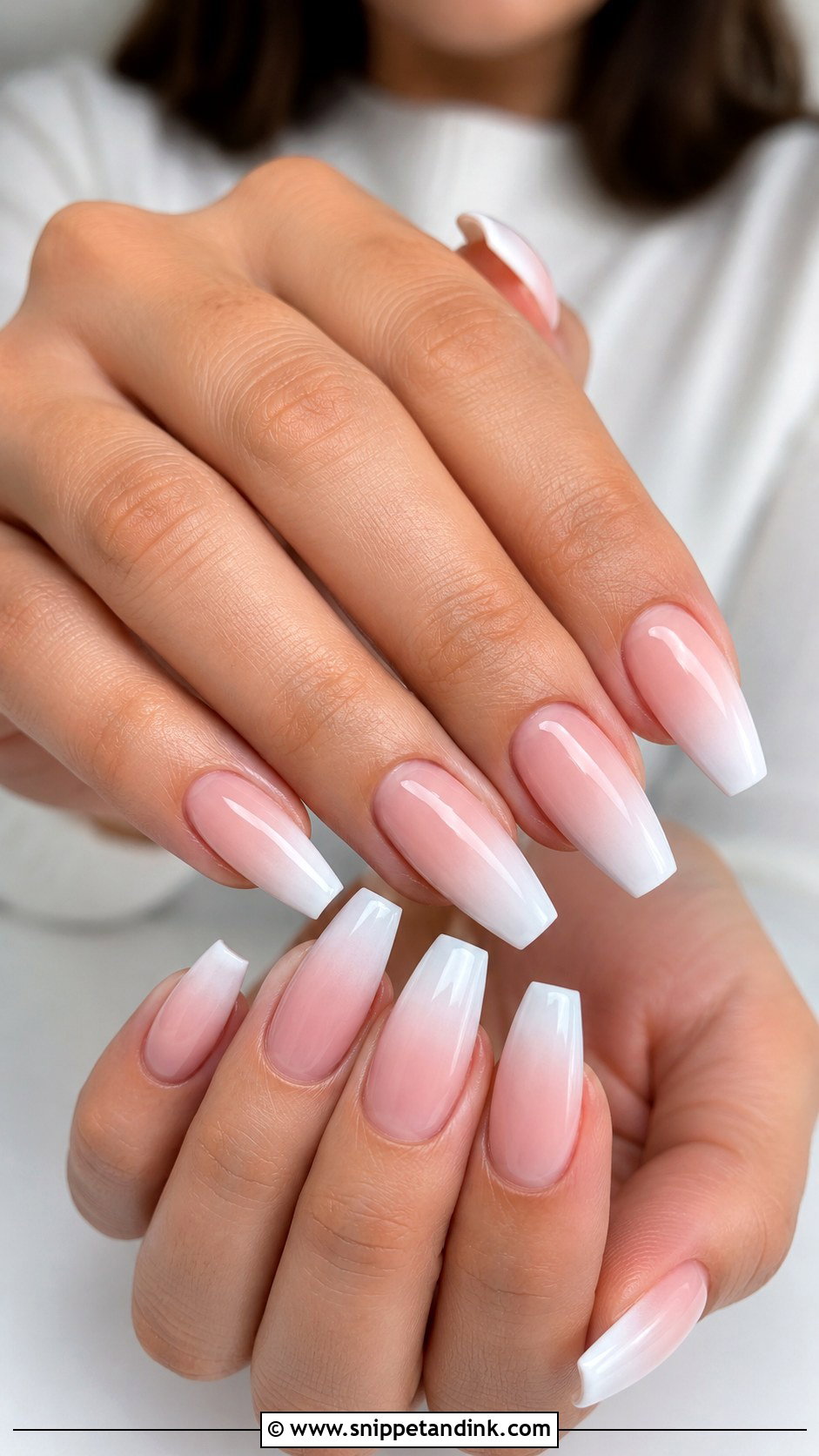 White French Ombre Acrylic Wedding Nails - Snippet and Ink - 20 Acrylic Wedding Day Nails for Bride