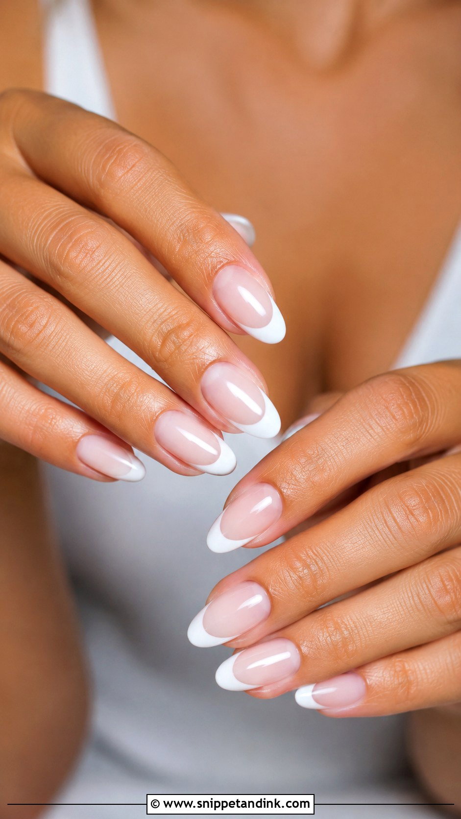 White French Tip Acrylic Almond Wedding Nails - Snippet and Ink - 20 Acrylic Almond Wedding Nails for Bride