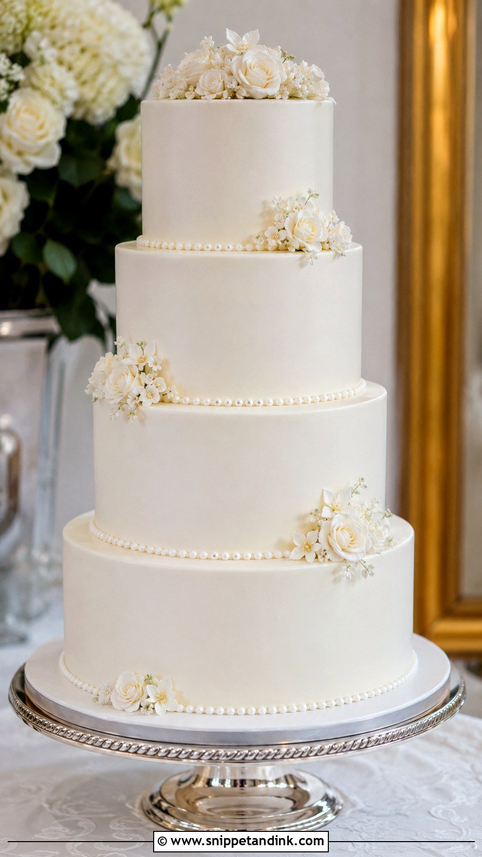 White Ganache Tiered Wedding Cake - Snippet and Ink - 20 White Ganache Cake Ideas for Wedding