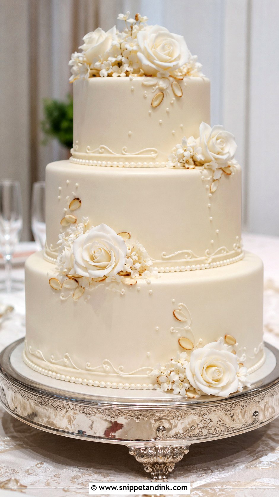 White Ganache Wedding Cake With Almond - Snippet and Ink - 20 White Ganache Cake Ideas for Wedding