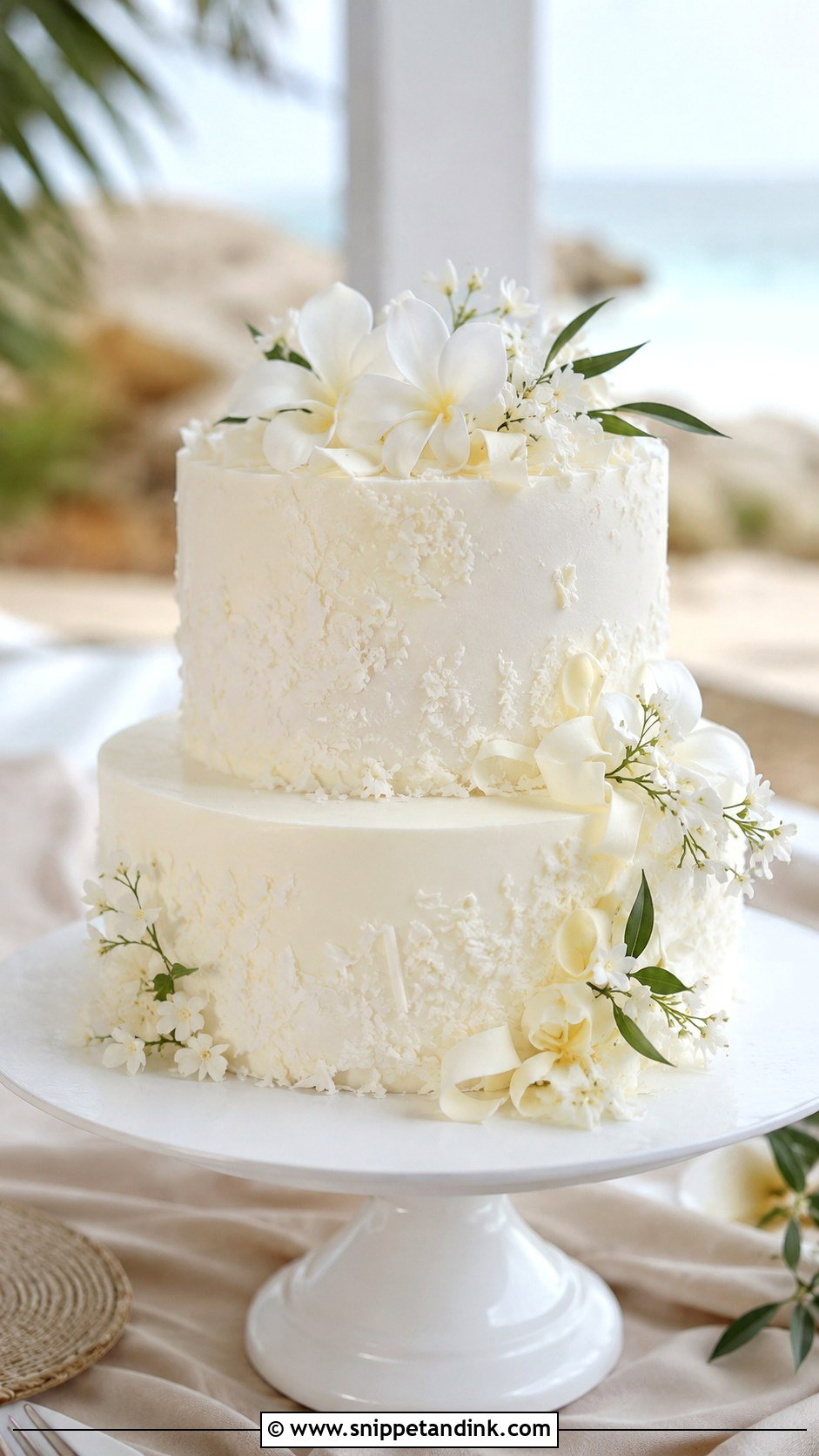 White Ganache Wedding Cake With Coconut - Snippet and Ink - 20 White Ganache Cake Ideas for Wedding