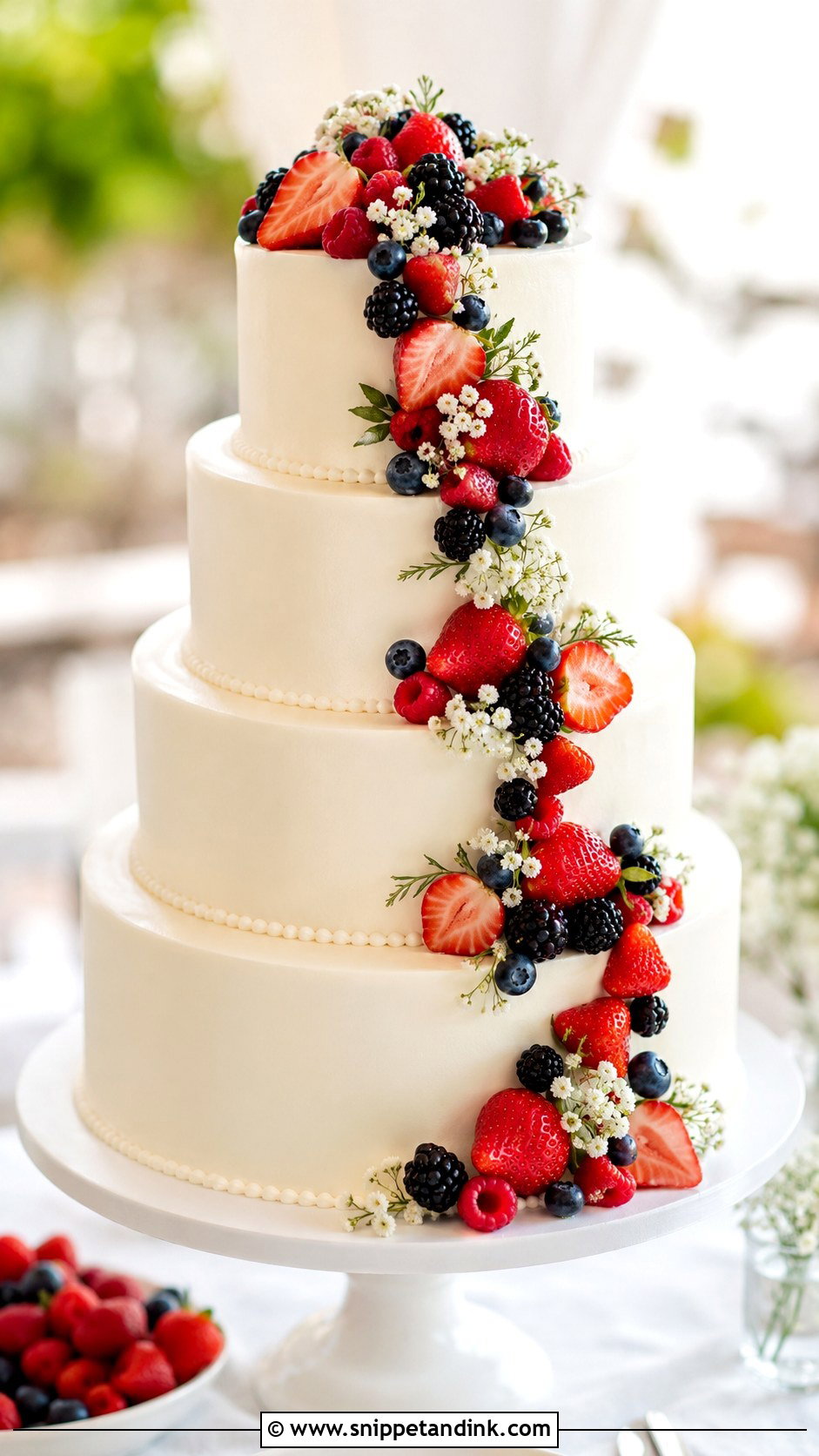 White Ganache Wedding Cake With Fresh Berries - Snippet and Ink - 20 White Ganache Cake Ideas for Wedding