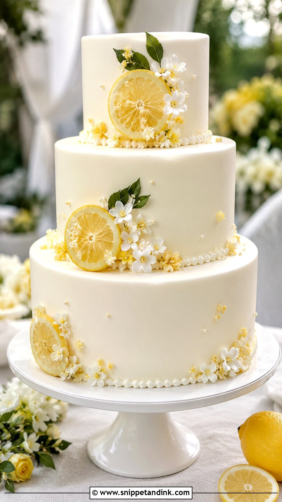 White Ganache Wedding Cake With Lemon - Snippet and Ink - 20 White Ganache Cake Ideas for Wedding