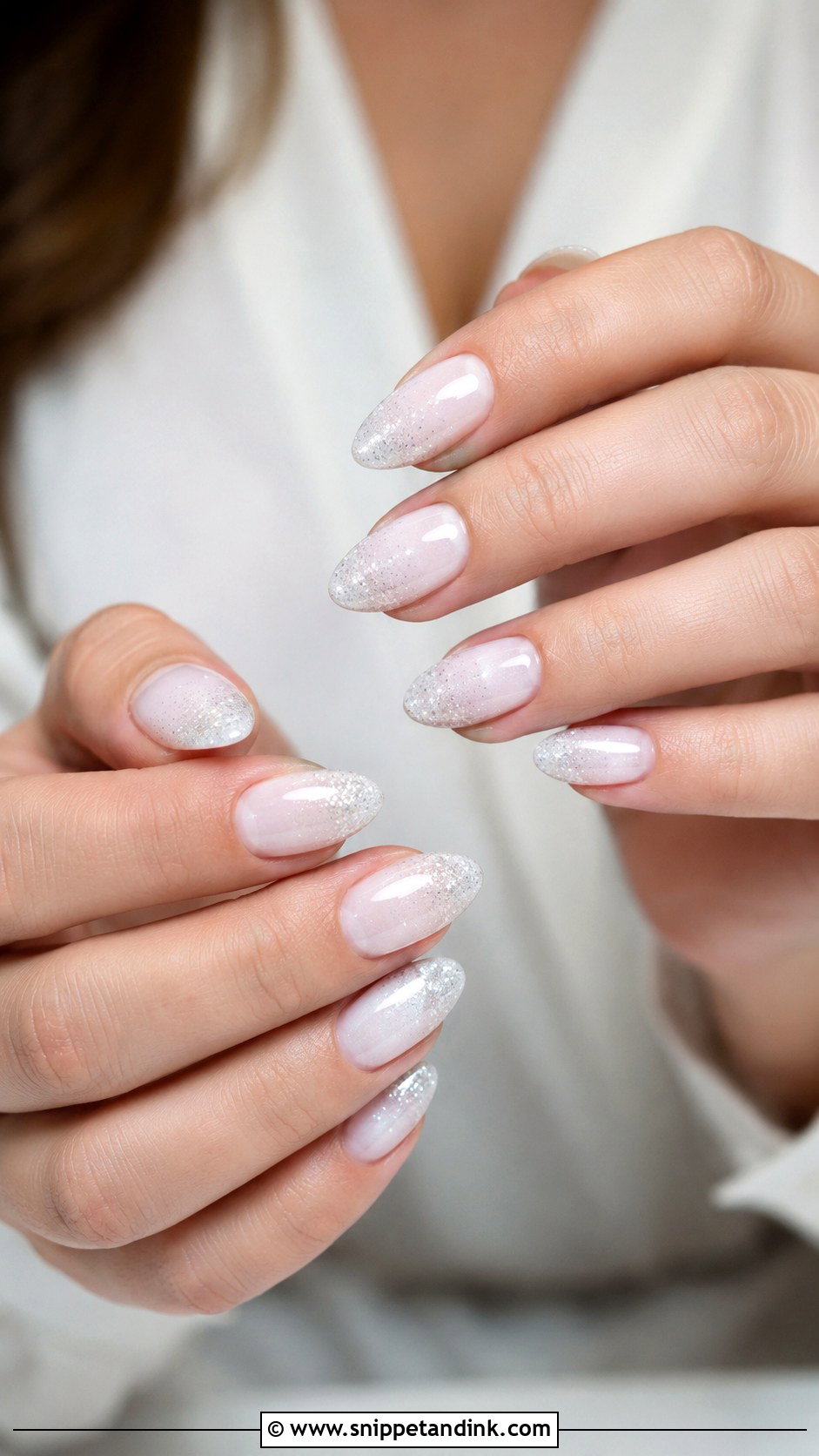 White Gel Wedding Nails With Glitter - Snippet and Ink - 20 Gel Wedding Nails for Bride