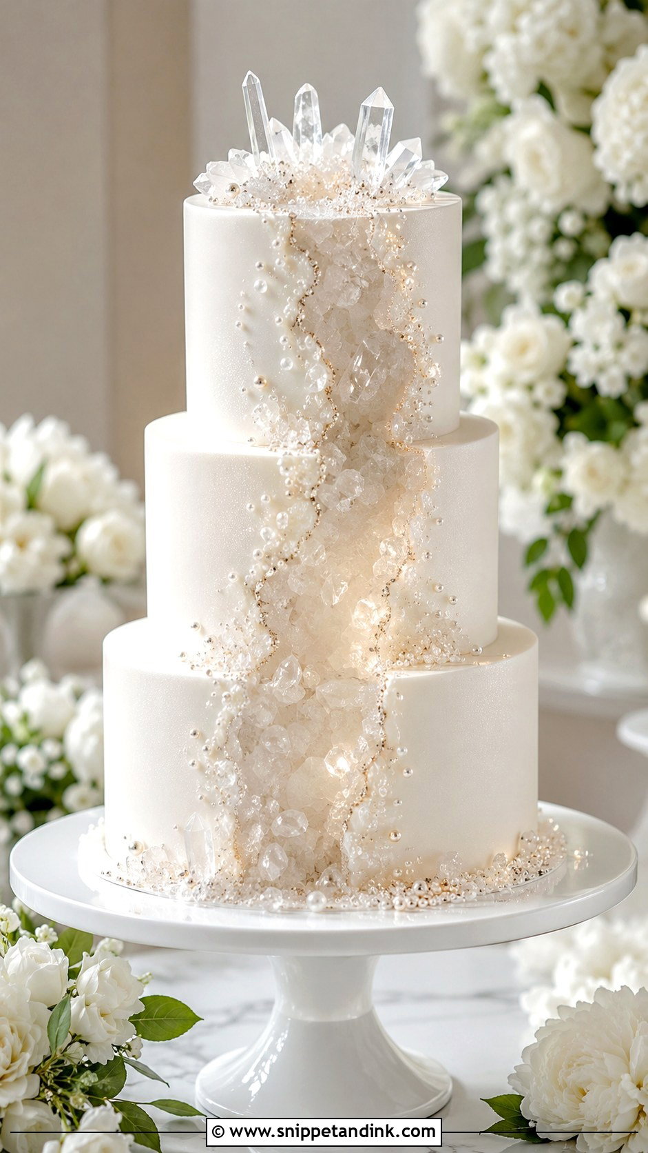 White Geode Wedding Cake - Snippet and Ink - 30 Geode Wedding Cakes