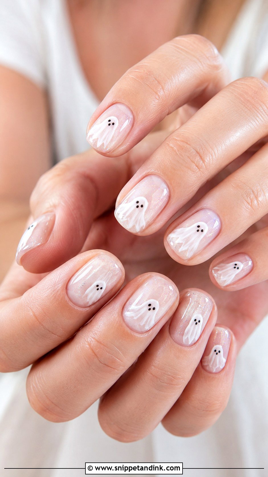 White Ghost Halloween Wedding Nails - Snippet and Ink - 20 Halloween Wedding Nails
