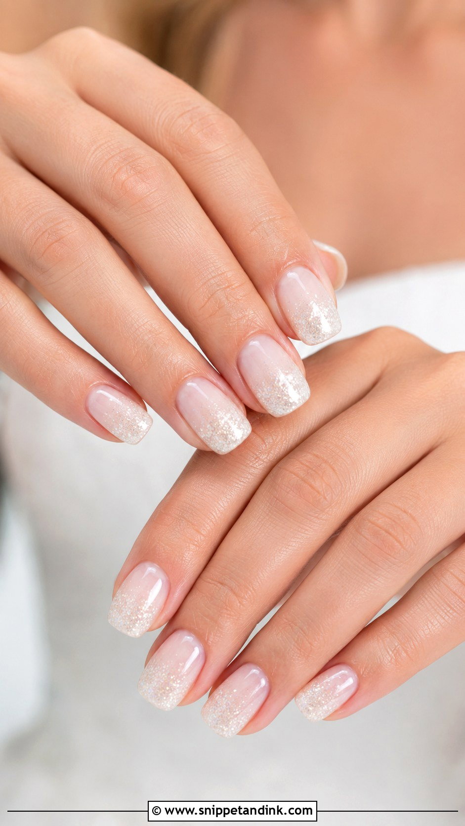 White Glitter Bridal Nails - Snippet and Ink - 20 White Bridal Wedding Nails